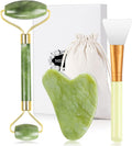 MELLIEX Jade Roller et Gua Sha Visage Masseur, kit de Rouleau de Jade Anti-vieillissement Naturel pour Yeux, Visage, Cou
