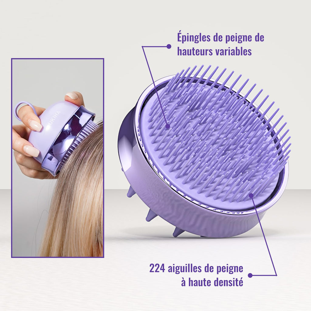 SHINLEA Brosse Massage Cuir Chevelu - Scalp Massager pour Nettoyage en Profondeur, Brosse à Cheveux en Silicone à Double Face, Exfoliation Réduit les Pellicules, pour Cheveux Humides & Secs