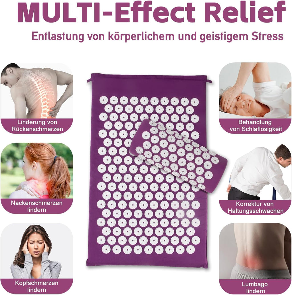 Tapis d'acupression, Tapis d'acupuncture, Tapis d'acupression pour soulager les douleurs de dos et de cou, Ensemble de tapis d'acupression pour la relaxation musculaire et la réduction du stress