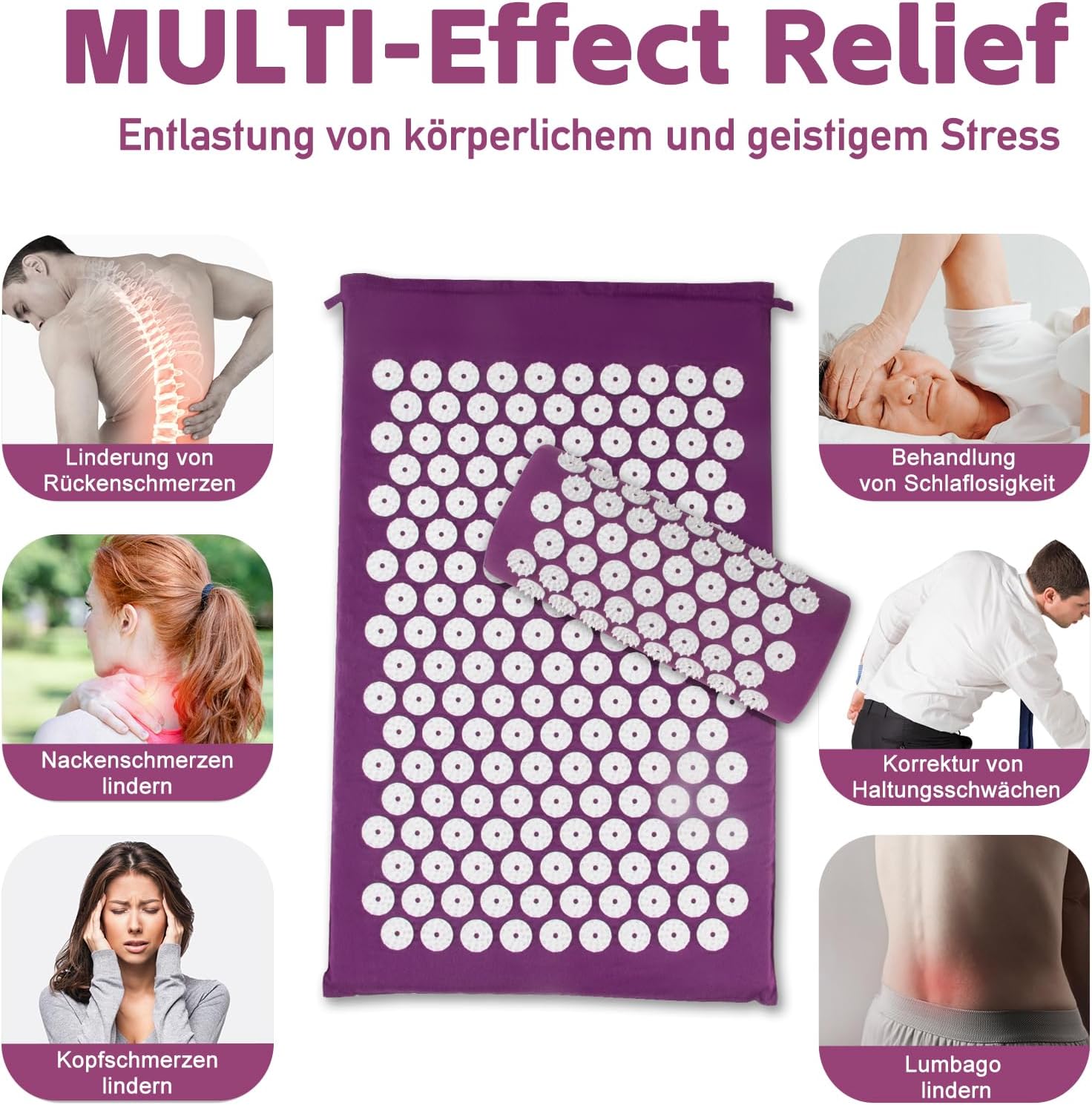 Tapis d'acupression, Tapis d'acupuncture, Tapis d'acupression pour soulager les douleurs de dos et de cou, Ensemble de tapis d'acupression pour la relaxation musculaire et la réduction du stress