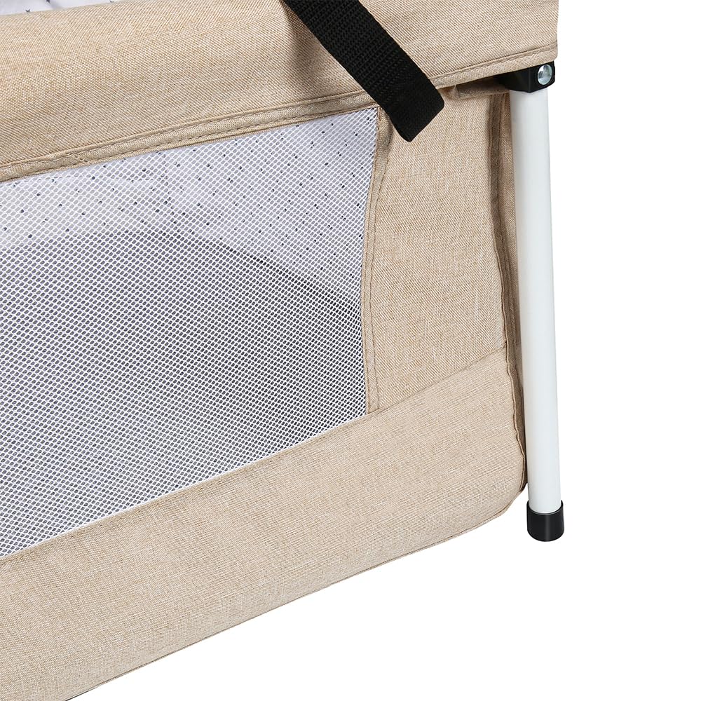 HUOLE Lit Cododo Bebe Berceau Bebe à 4 Niveaux, Couffin pour Dormir Ensemble en Toute Sécurité, Lit d'enfant Portable Facile à Plier pour Nouveau-né/Nourrisson-104 * 52 * 100-110 cm - Blanc cassé