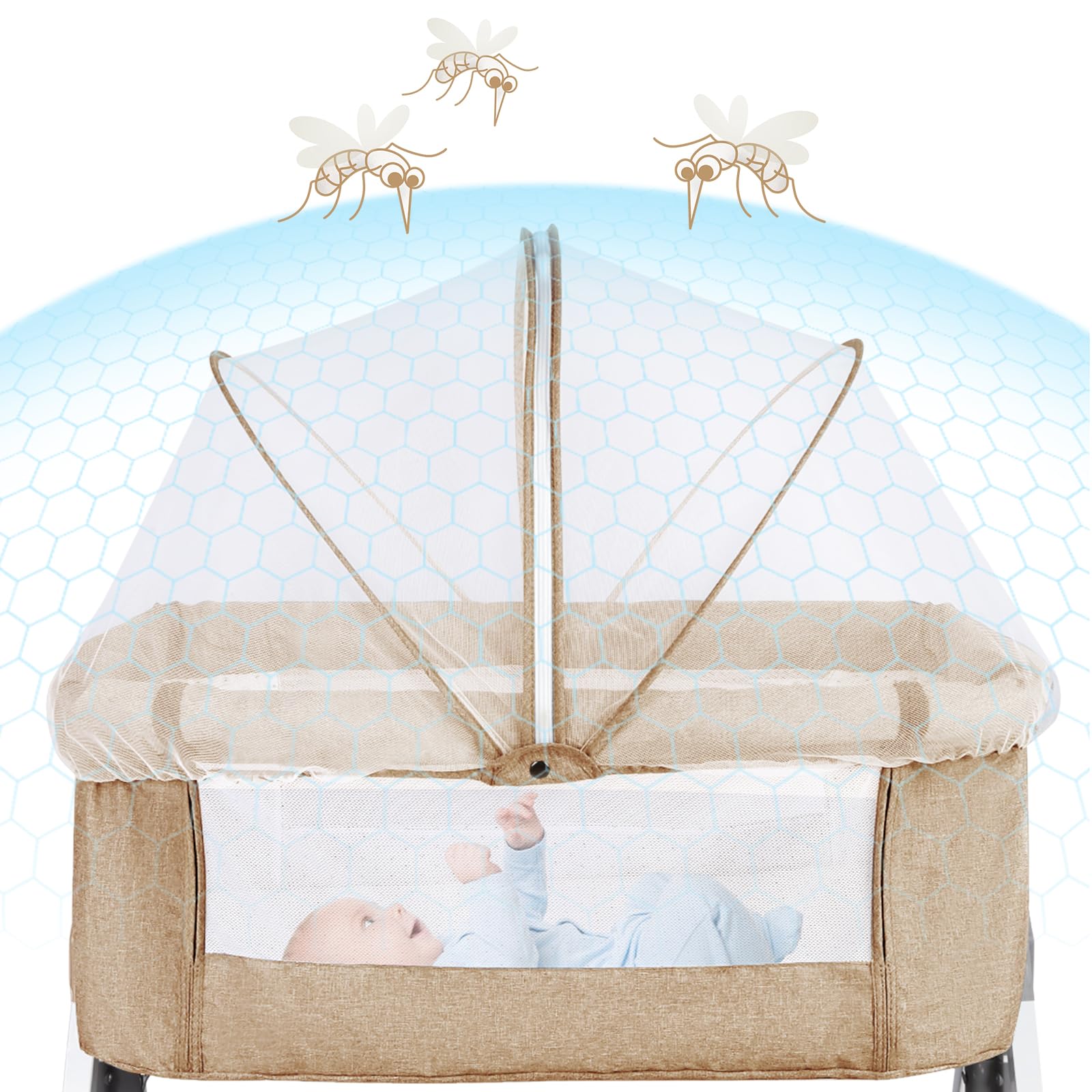 HUOLE Lit Cododo Bebe Berceau Bebe à 4 Niveaux, Couffin pour Dormir Ensemble en Toute Sécurité, Lit d'enfant Portable Facile à Plier pour Nouveau-né/Nourrisson-104 * 52 * 100-110 cm - Blanc cassé