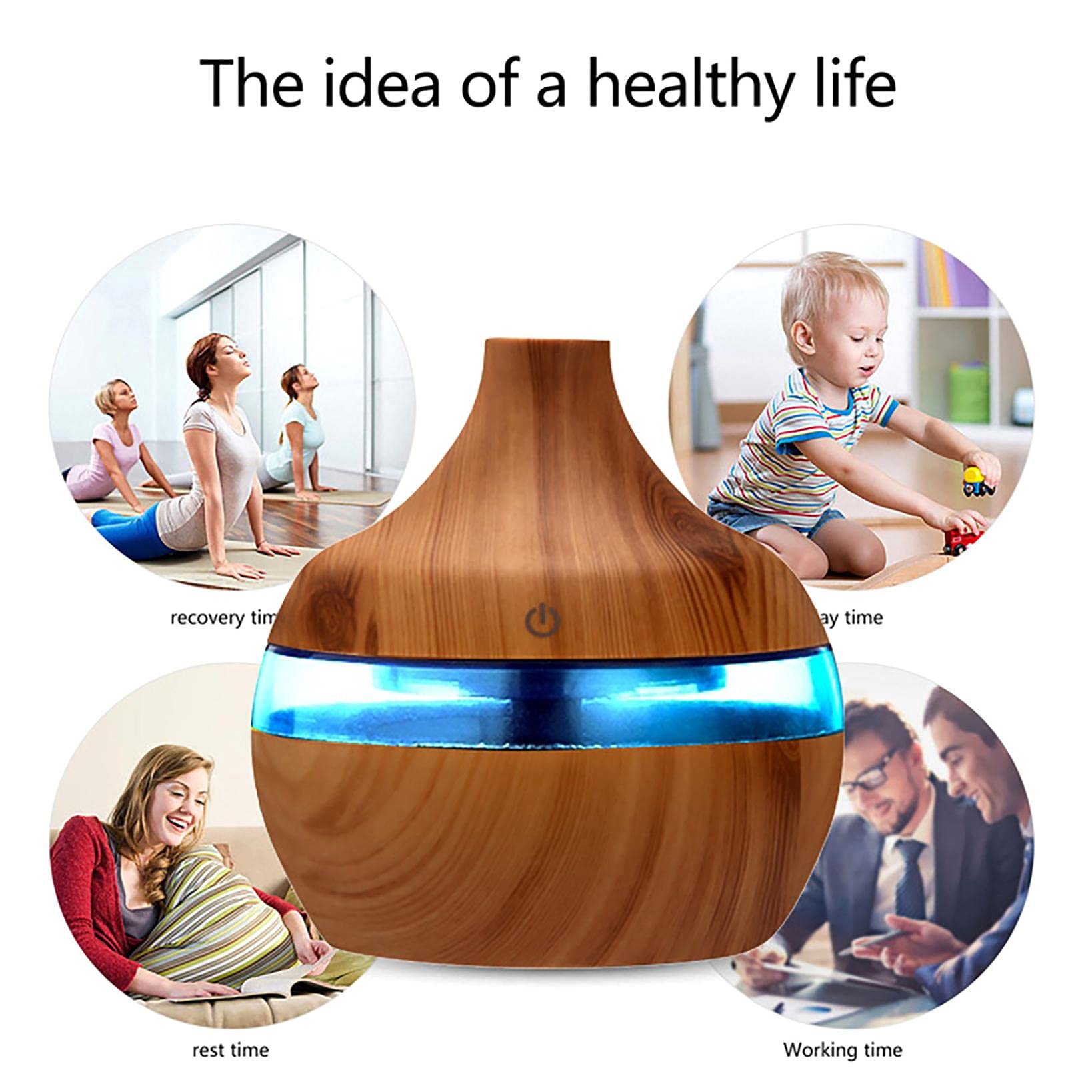 Diffuseur d'Huiles Essentielles 300ml – Humidificateur Ultrasonique avec Veilleuse LED