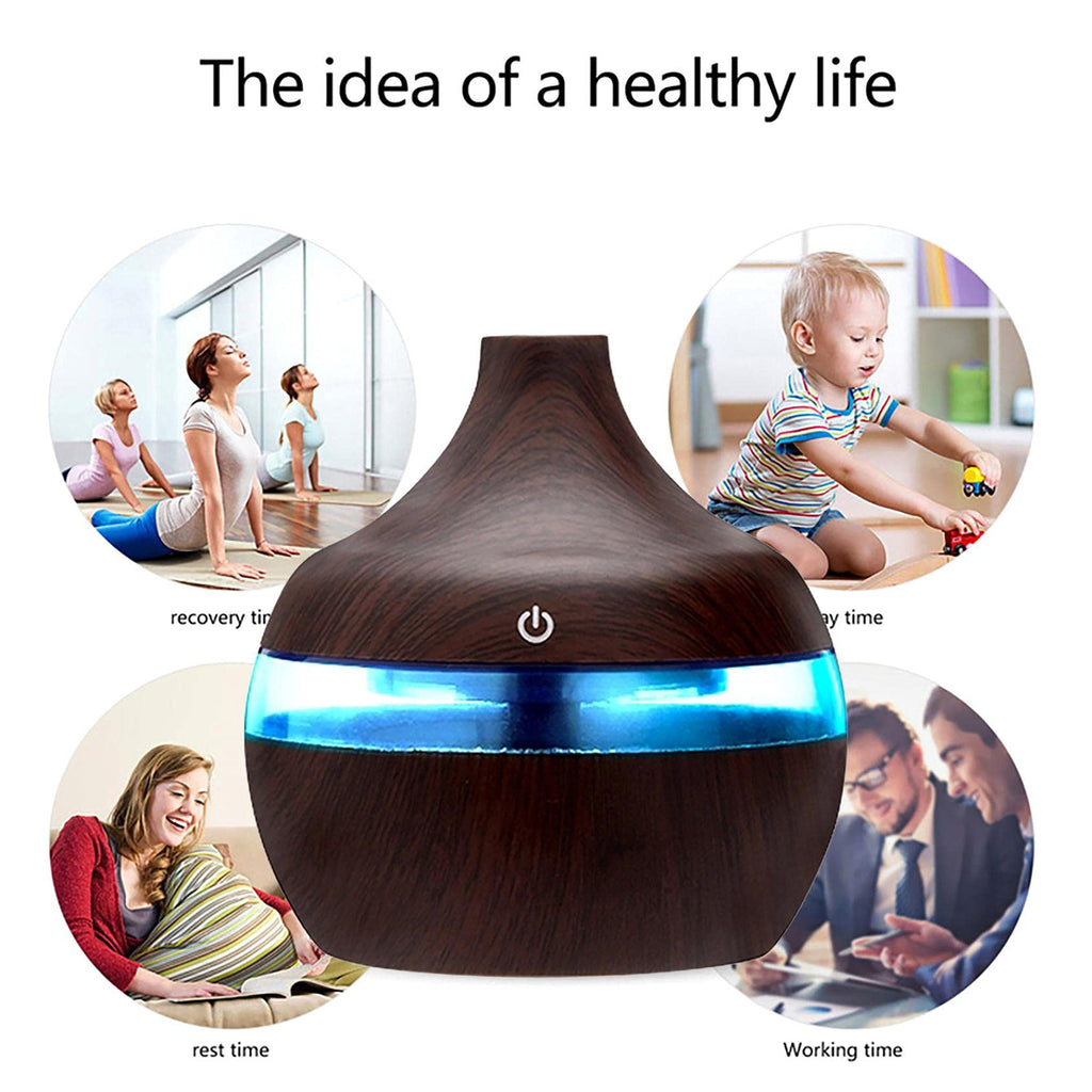 Diffuseur d'Huiles Essentielles 300ml – Humidificateur Ultrasonique avec Veilleuse LED