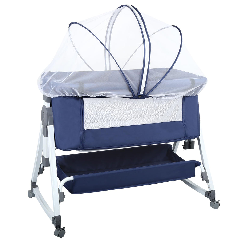 HUOLE Lit Cododo Bebe Berceau Bebe à 4 Niveaux, Couffin pour Dormir Ensemble en Toute Sécurité, Lit d'enfant Portable Facile à Plier pour Nouveau-né/Nourrisson-104 * 52 * 100-110 cm - Blanc cassé