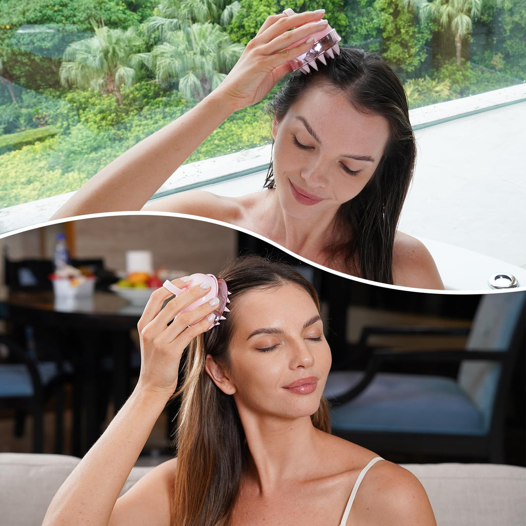 SHINLEA Brosse Massage Cuir Chevelu - Scalp Massager pour Nettoyage en Profondeur, Brosse à Cheveux en Silicone à Double Face, Exfoliation Réduit les Pellicules, pour Cheveux Humides & Secs
