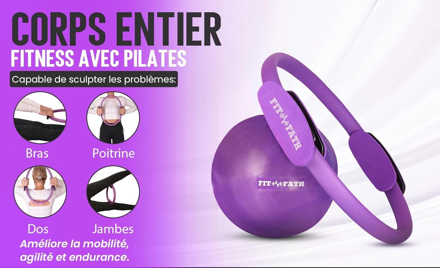 Anneau pilate-Cercle Pilate-Accessoire Yoga-Ballon Gymnastique-Bande de résistance-Elastique de Force-Fitness- Sport-Musculation-Méditation-Bien étre-Santé-Muscle pélvien-Périné