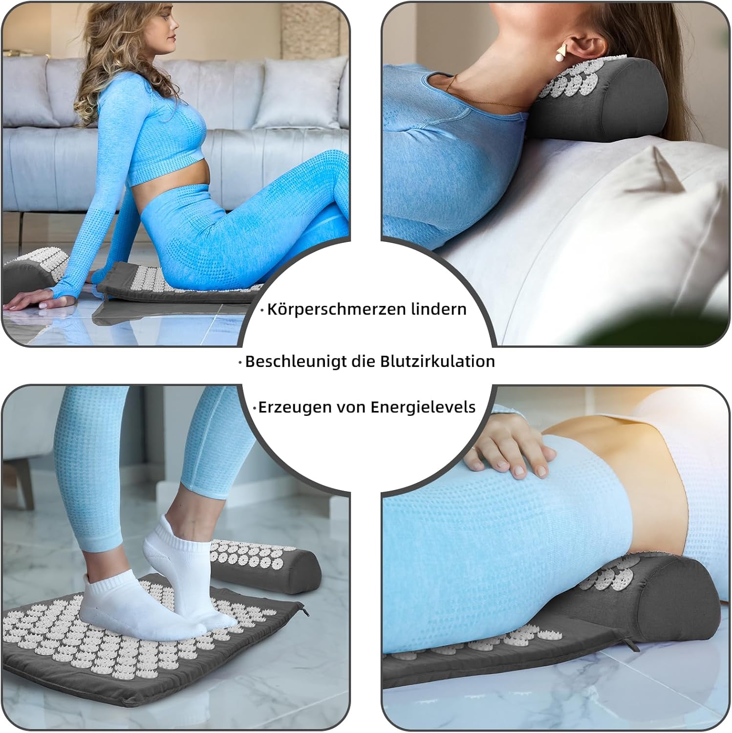 Tapis d'acupression, Tapis d'acupuncture, Tapis d'acupression pour soulager les douleurs de dos et de cou, Ensemble de tapis d'acupression pour la relaxation musculaire et la réduction du stress