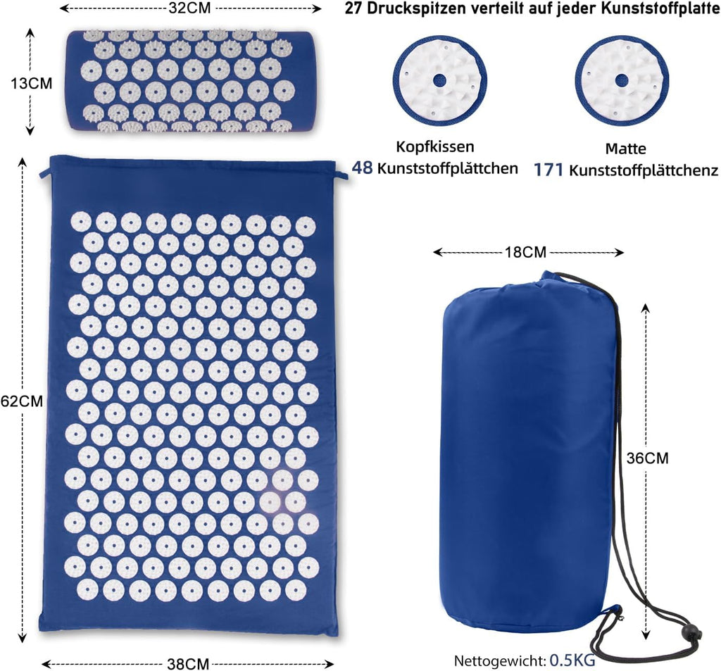 Tapis d'acupression, Tapis d'acupuncture, Tapis d'acupression pour soulager les douleurs de dos et de cou, Ensemble de tapis d'acupression pour la relaxation musculaire et la réduction du stress