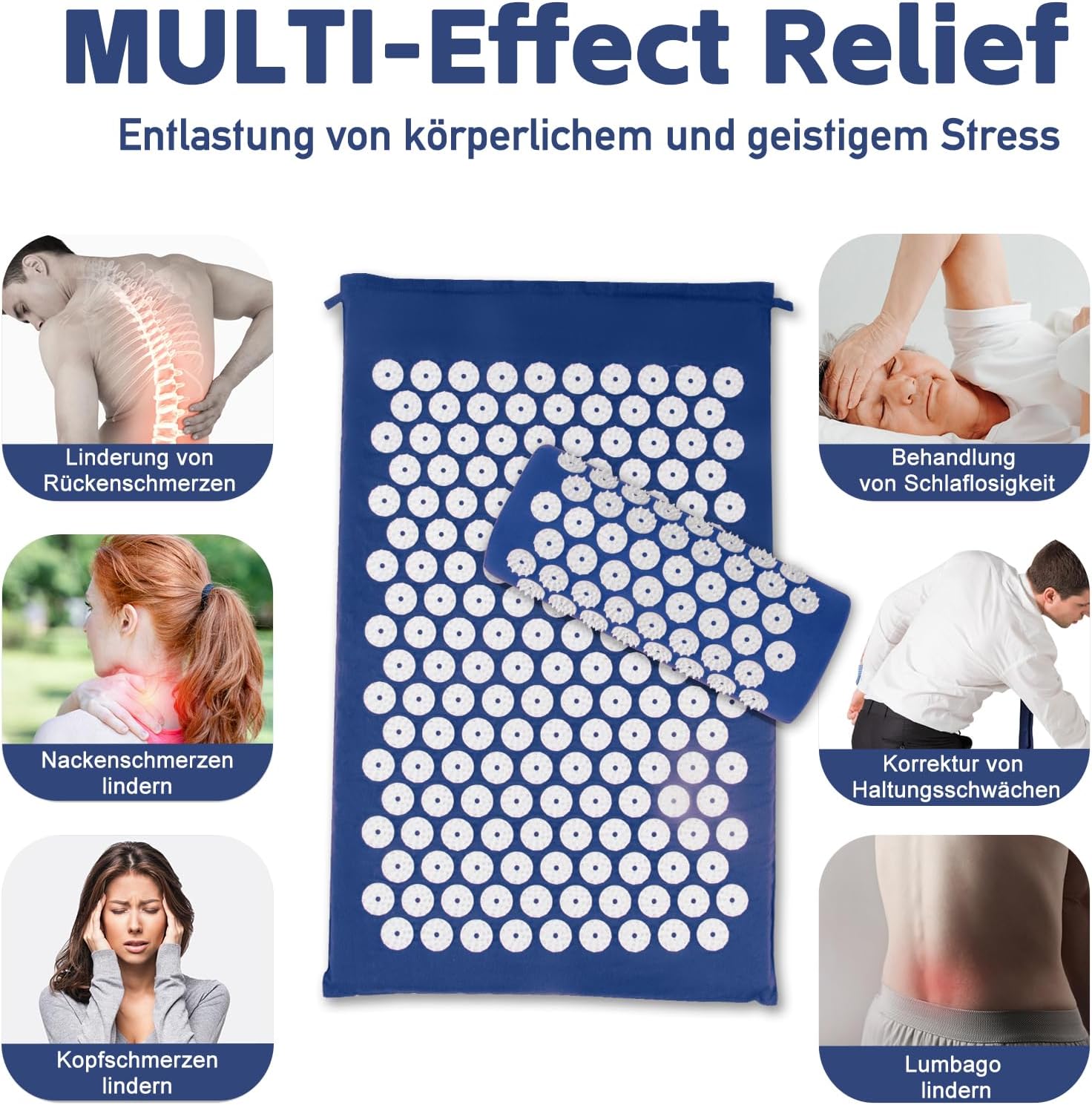 Tapis d'acupression, Tapis d'acupuncture, Tapis d'acupression pour soulager les douleurs de dos et de cou, Ensemble de tapis d'acupression pour la relaxation musculaire et la réduction du stress