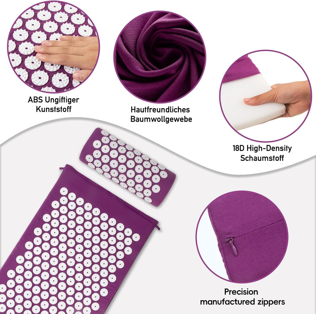 Tapis d'acupression, Tapis d'acupuncture, Tapis d'acupression pour soulager les douleurs de dos et de cou, Ensemble de tapis d'acupression pour la relaxation musculaire et la réduction du stress