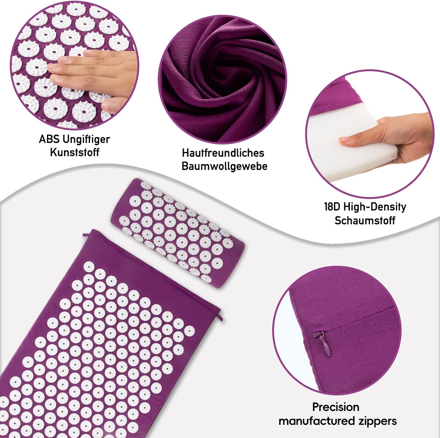 Tapis d'acupression, Tapis d'acupuncture, Tapis d'acupression pour soulager les douleurs de dos et de cou, Ensemble de tapis d'acupression pour la relaxation musculaire et la réduction du stress