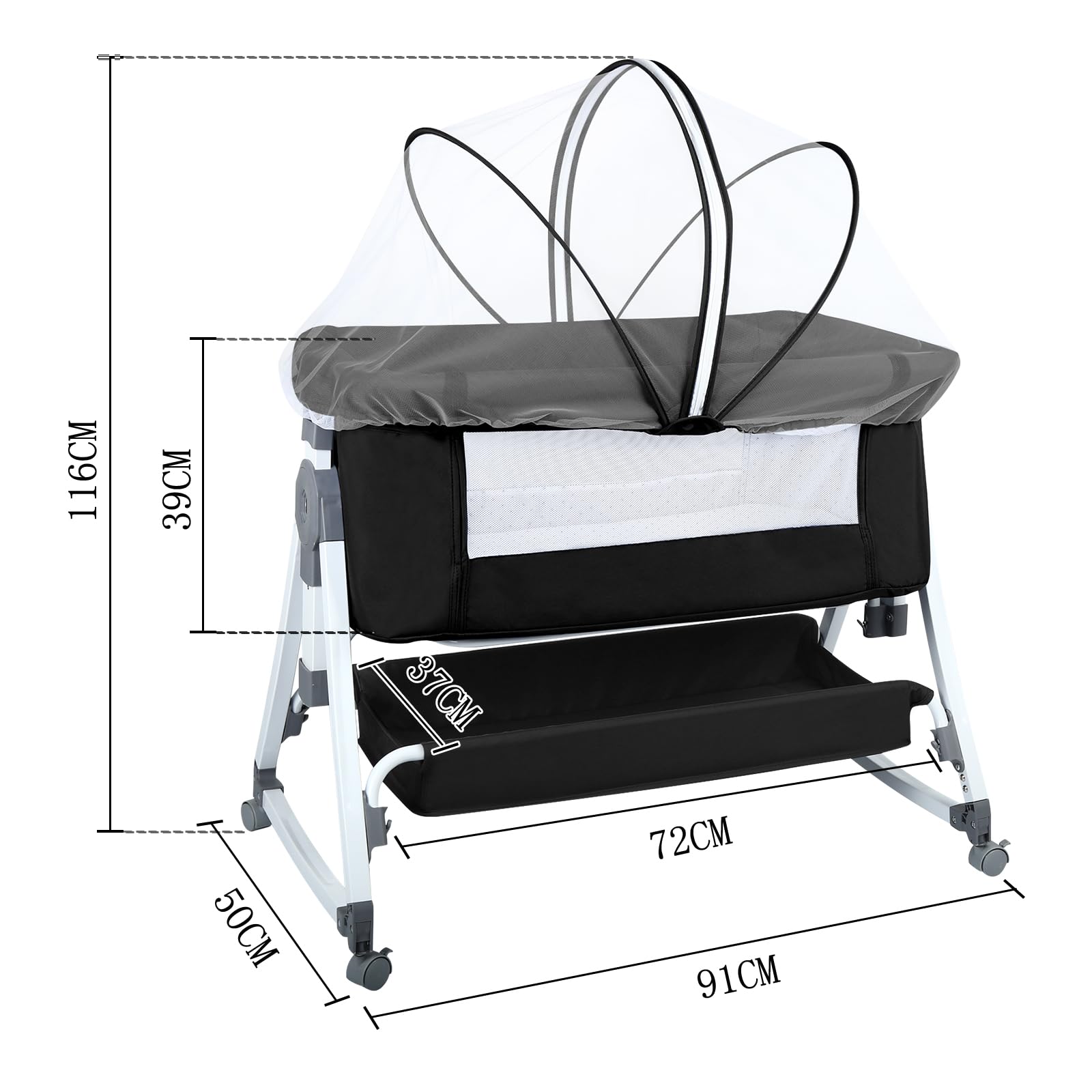 HUOLE Lit Cododo Bebe Berceau Bebe à 4 Niveaux, Couffin pour Dormir Ensemble en Toute Sécurité, Lit d'enfant Portable Facile à Plier pour Nouveau-né/Nourrisson-104 * 52 * 100-110 cm - Blanc cassé