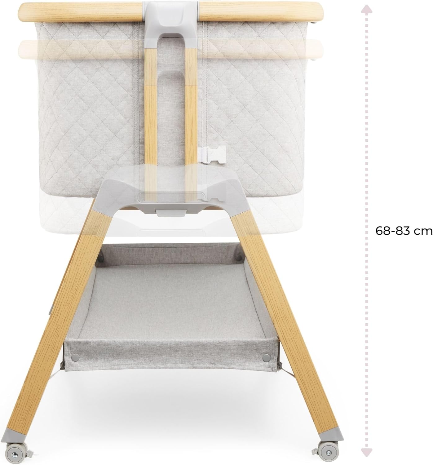 Moby-System Dreemy Lit SupéRieur 3 en 1 - Berceau Pliable avec Couffin Bebe - Hauteur 7 Niveaux, roulettes Transport, ÉTagère sous Lit - pour Enfants jusqu'à 9 kg