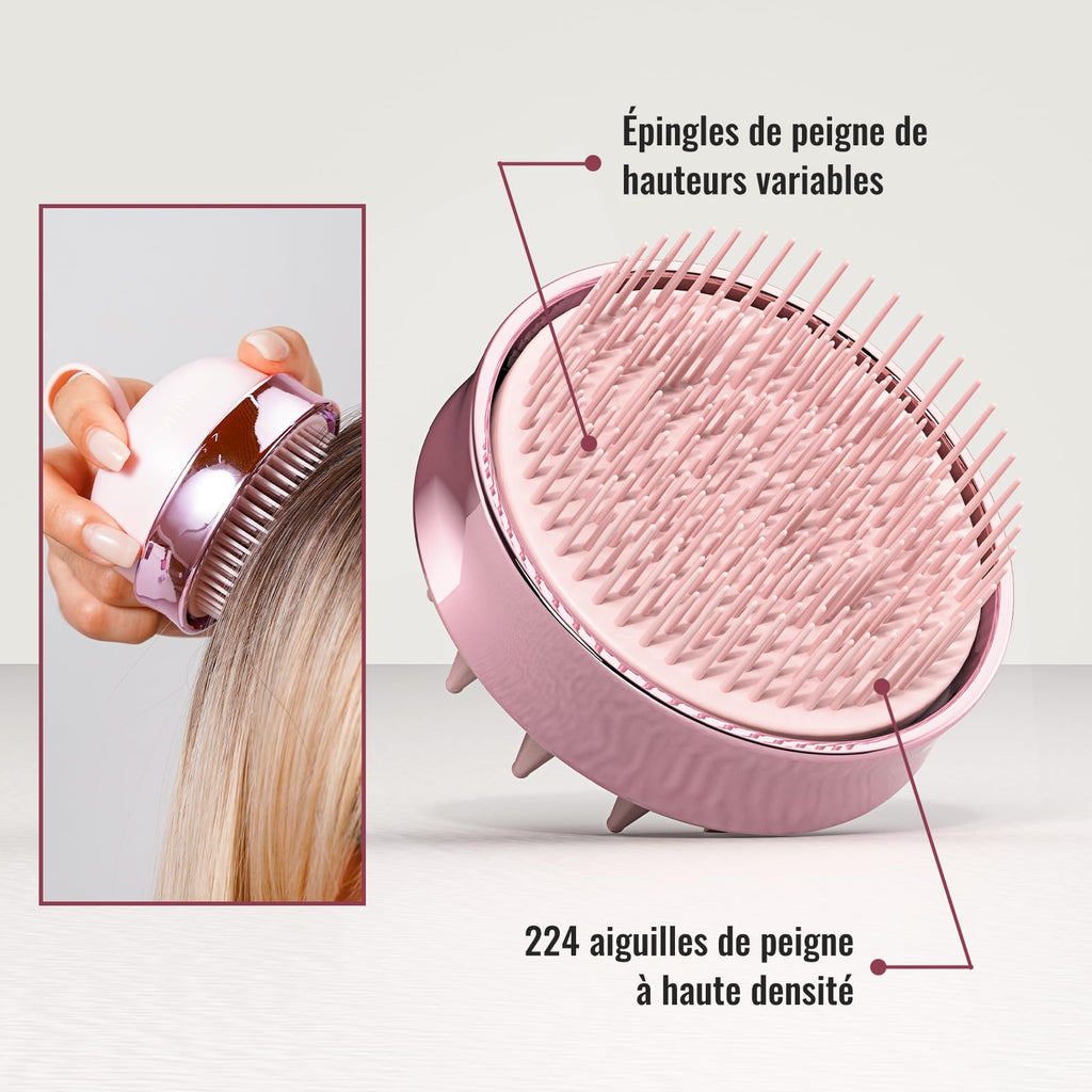 SHINLEA Brosse Massage Cuir Chevelu - Scalp Massager pour Nettoyage en Profondeur, Brosse à Cheveux en Silicone à Double Face, Exfoliation Réduit les Pellicules, pour Cheveux Humides & Secs