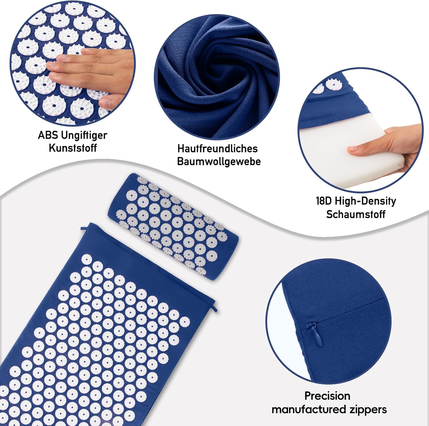 Tapis d'acupression, Tapis d'acupuncture, Tapis d'acupression pour soulager les douleurs de dos et de cou, Ensemble de tapis d'acupression pour la relaxation musculaire et la réduction du stress