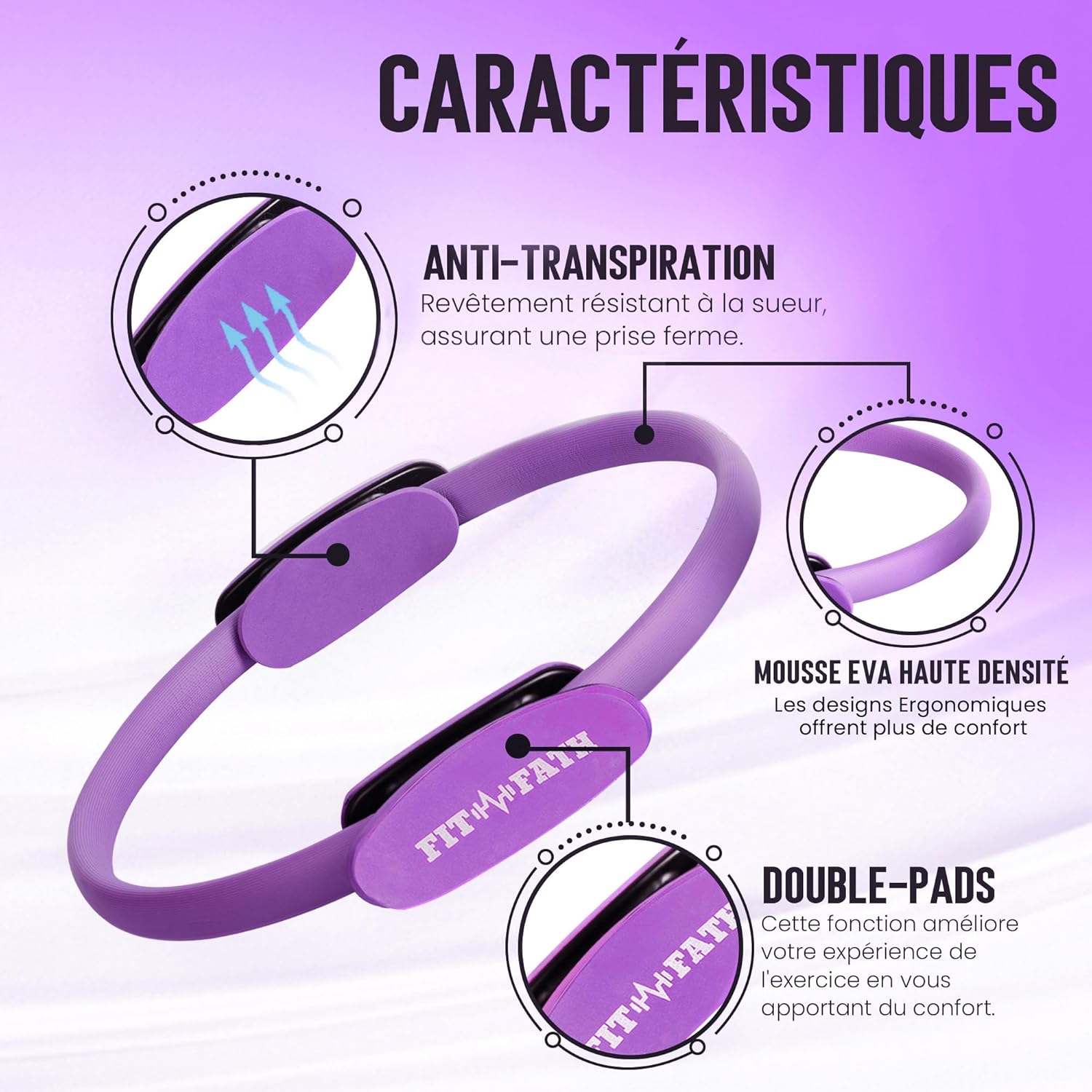 Anneau pilate-Cercle Pilate-Accessoire Yoga-Ballon Gymnastique-Bande de résistance-Elastique de Force-Fitness- Sport-Musculation-Méditation-Bien étre-Santé-Muscle pélvien-Périné