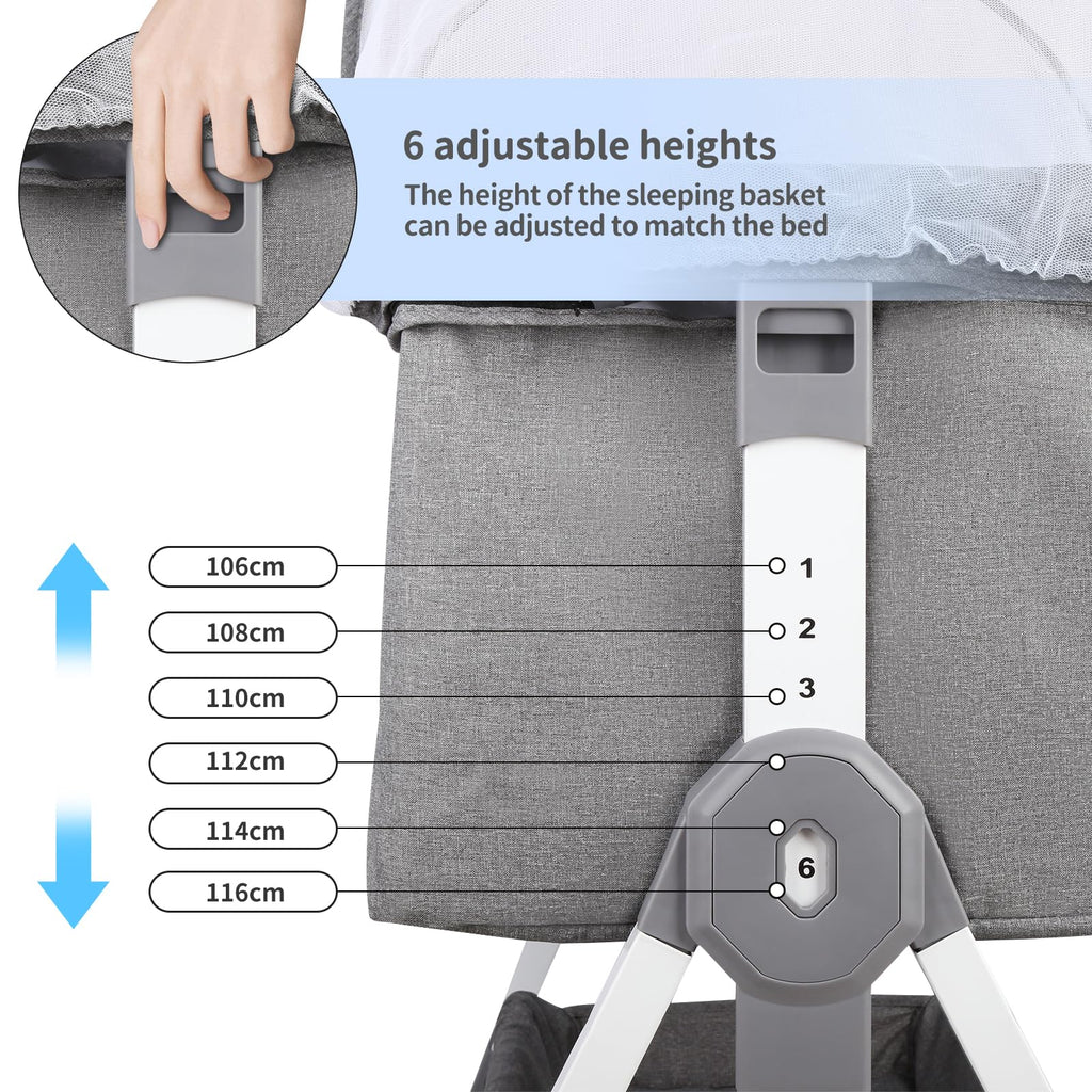 HUOLE Lit Cododo Bebe Berceau Bebe à 4 Niveaux, Couffin pour Dormir Ensemble en Toute Sécurité, Lit d'enfant Portable Facile à Plier pour Nouveau-né/Nourrisson-104 * 52 * 100-110 cm - Blanc cassé