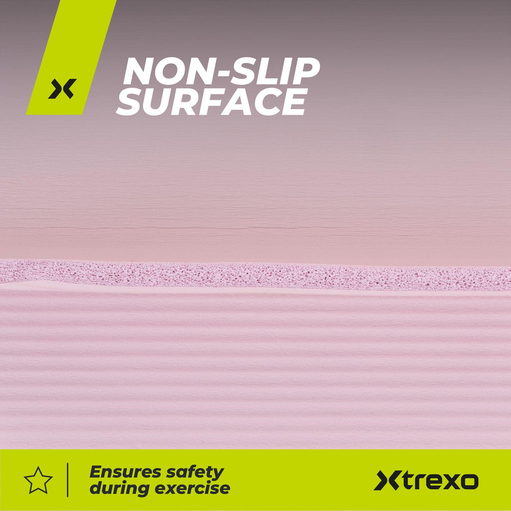 TREXO Tapis d'Exercice en NBR 183 x 61 cm Matériau Exceptionnellement Durable et Flexible 15 mm d'Épaisseur avec Structure Antidérapante dans l'Ensemble avec Sangle pour Porter