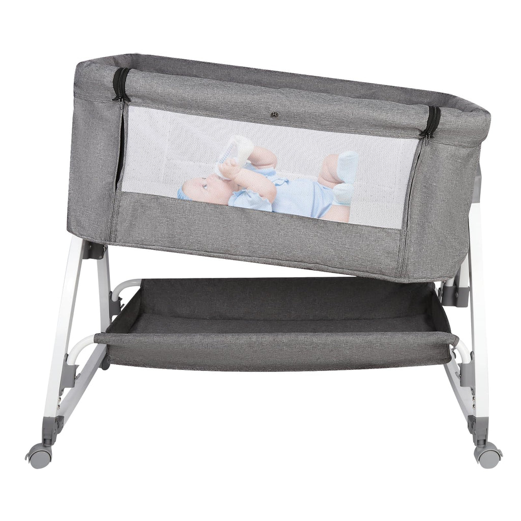 HUOLE Lit Cododo Bebe Berceau Bebe à 4 Niveaux, Couffin pour Dormir Ensemble en Toute Sécurité, Lit d'enfant Portable Facile à Plier pour Nouveau-né/Nourrisson-104 * 52 * 100-110 cm - Blanc cassé