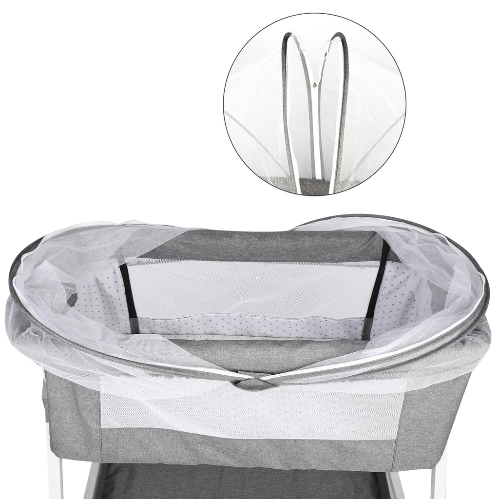 HUOLE Lit Cododo Bebe Berceau Bebe à 4 Niveaux, Couffin pour Dormir Ensemble en Toute Sécurité, Lit d'enfant Portable Facile à Plier pour Nouveau-né/Nourrisson-104 * 52 * 100-110 cm - Blanc cassé
