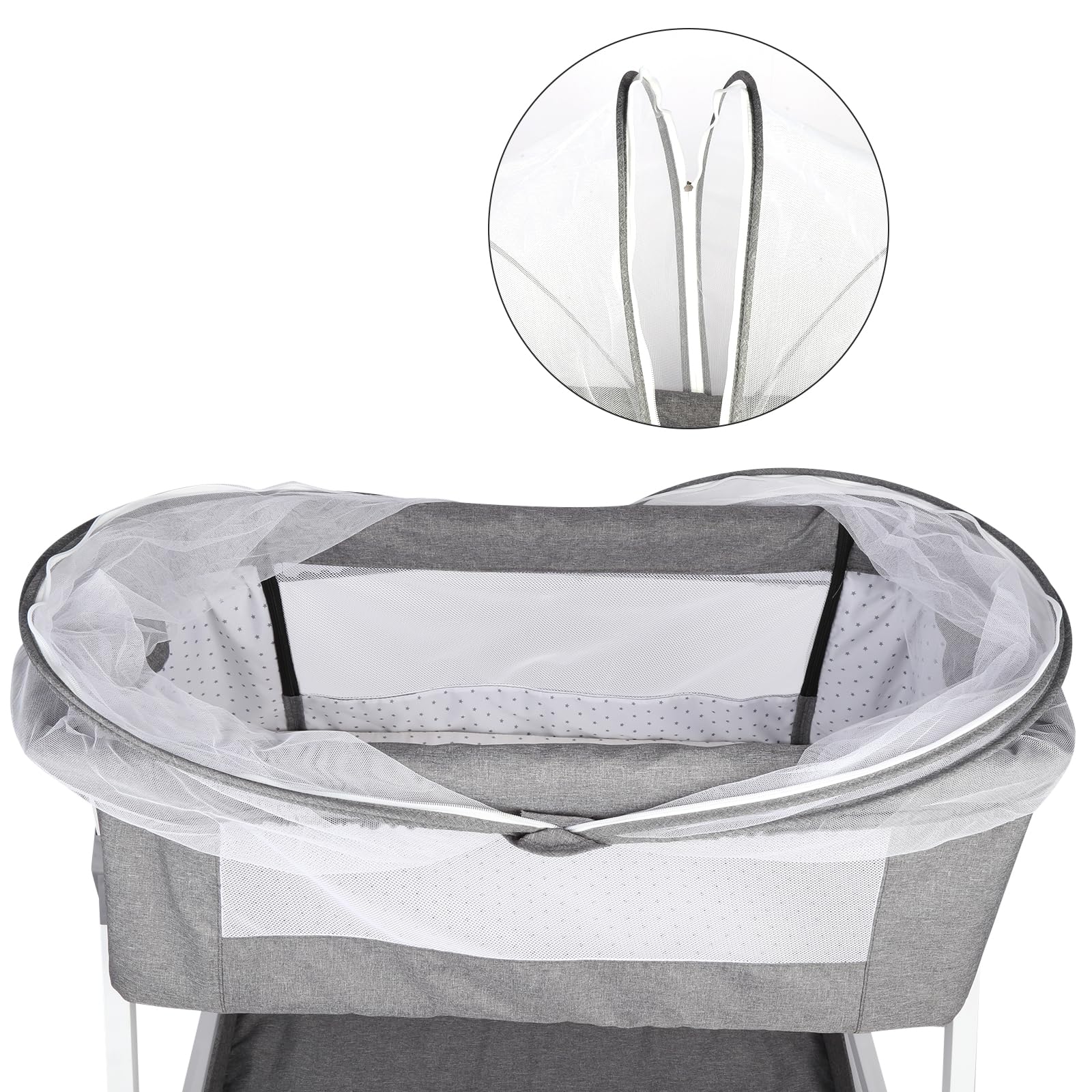 HUOLE Lit Cododo Bebe Berceau Bebe à 4 Niveaux, Couffin pour Dormir Ensemble en Toute Sécurité, Lit d'enfant Portable Facile à Plier pour Nouveau-né/Nourrisson-104 * 52 * 100-110 cm - Blanc cassé