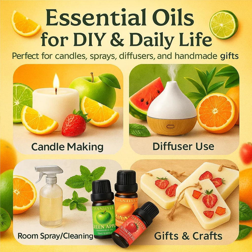 Coffret d'Huiles Essentielles Clean 6 x 10ml – Linge Frais, Coton, Poudre Douce, Menthe Poivrée, Maison Propre, Parfum Savon pour Diffuseur, Parfum d'Ambiance à la Maison