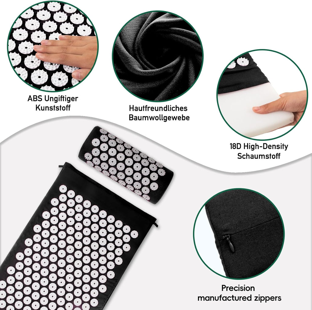 Tapis d'acupression, Tapis d'acupuncture, Tapis d'acupression pour soulager les douleurs de dos et de cou, Ensemble de tapis d'acupression pour la relaxation musculaire et la réduction du stress