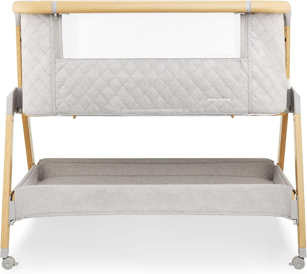 Moby-System Dreemy Lit SupéRieur 3 en 1 - Berceau Pliable avec Couffin Bebe - Hauteur 7 Niveaux, roulettes Transport, ÉTagère sous Lit - pour Enfants jusqu'à 9 kg